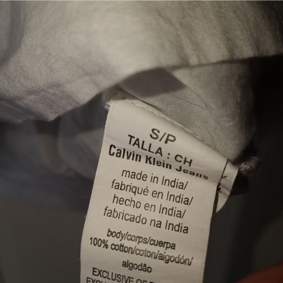 CalvinKleinJeansS/PFitandFlareBabydoll 100%CottonWhite3/4SleeveBeaded Women'sTop - Picture 8 of 9